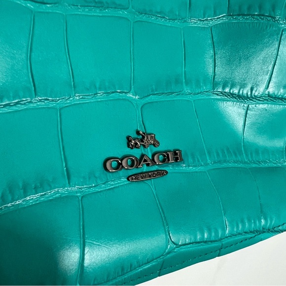 Coach Chelsea Crossbody Shoulder Turquoise Blue Croc Embossed Leather Bag 37733 - Picture 4 of 8
